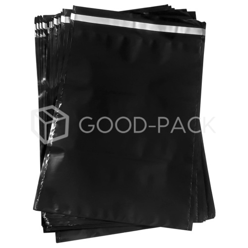 Курьер-пакет 190х240+40мм без кармана, без логотипа, толщина 50 мкм, черный (100 штук в пачке)