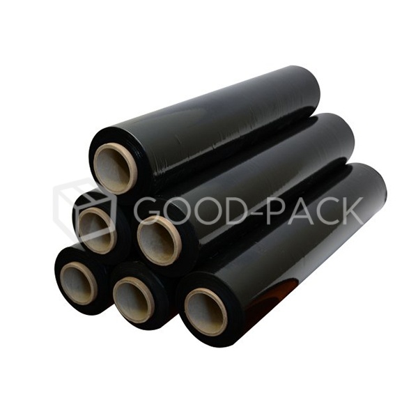 Стрейч-пленка чёрная, нетто 2 кг, 500ммx218м, 20 мкм, первичная, растяжение 300%